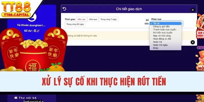 Xử lý sự cố khi thực hiện rút tiền cực nhanh
